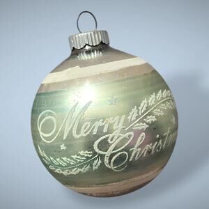 Vintage Shiny Brite Mid-Century Mercury Glass Hand Stenciled Christmas Ornament
